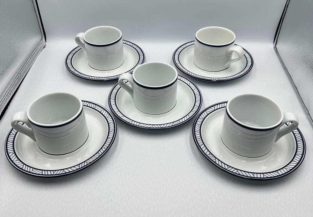 LYNGBY by Dansk Designs Bistro Flat Cup and Saucer 10pc Set